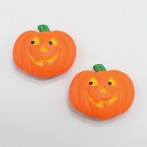 Vintage Gibson Greetings Halloween Pumpkin Button Covers Jack O Lantern Set of 2